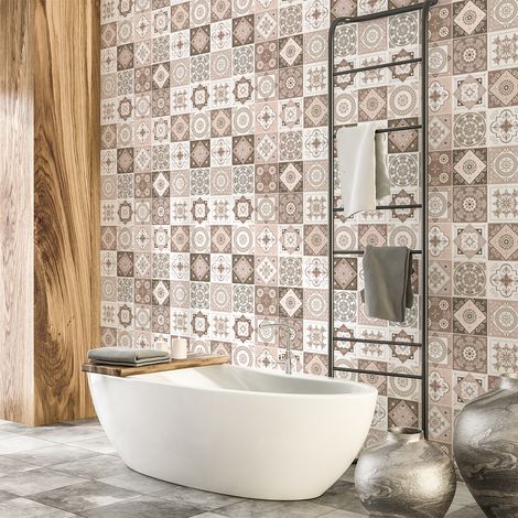 Sticker Mural Carrelage adhésif Cuisine Salle de Bain - 60 STICKERS CARRELAGES AZULEJOS PAZITA - 60stickers10x10cm (1/5)