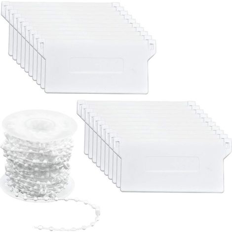 20 Pièces Poids de Store Vertical Lattes Inférieure 89 mm (3,5 Pouces) & 10m Plastique Chaînes Aveugles Verticales pour Kit de Réparation de Stores Verticaux Rideaux, Blanc (1/5)