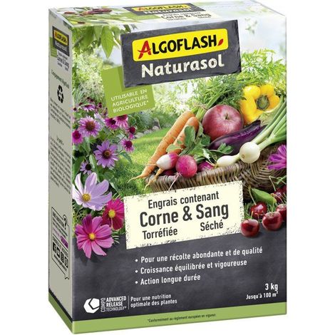 ENGRAIS - ALGOFLASH NATURASOL - CORNE TORRÉFIÉE SANG SÉCHÉ - 3 KG (1/2)