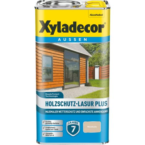 Xyladecor Holzschutz-Lasur Plus, Maximaler Wetterschutz und einfachste Anwendung, Weißbuche, 4 l