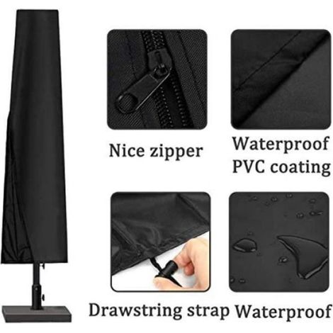 Housse de Parasol avec Tige Télescopique Résistance au Vent, Anti-UV Tissu Oxford 210D Housse de Protection -1905030cm (1/4)