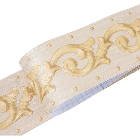 Cenefa autoadhesiva impermeable para papel pintado - Adhesivo con estampado floral vintage 3D - Decoración para sala de estar, baño y cocina