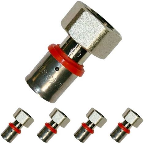 5 Stück Crazy Anschluss für Mehrschichtrohr 16mm, zur Verwendung mit Crimpmaschine, grau