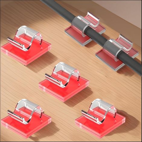 Lot de 50 clips de câble adhésifs muraux pour une gestion optimale des câbles, fixation murale, bureau, voiture (1/5)