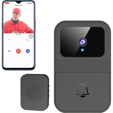 Sonnette de Porte Vidéo avec Caméra, Sonnette Vidéo Intelligente Maison avec Récepteur de Prise, Communication Bidirectionnelle, Stockage Cloud, Notifications Instantanées et Vision Nocturne (1/5)