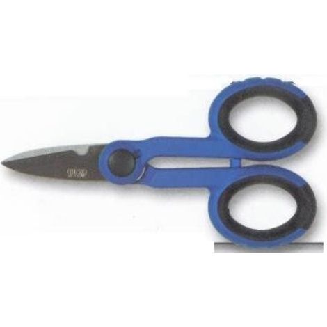 FPLUS tijera electricista 145 mm , Con la tijera profesional para electricista de la marca Dogher puedes cortar y pelar cables, asi como sus fundas. El material de las fundas no es