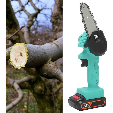 Scie d'élagage électrique portative verte FYD-001, petite tronçonneuse rechargeable au lithium-ion, mini tronçonneuse pour le jardinage et l'exploitation forestière, norme européenne AC110-240V (1/5)