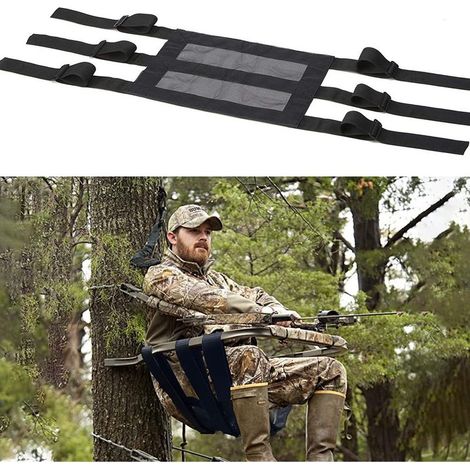 Siège de chasse pour grimpeur, siège de remplacement en maille pour support d'échelle - Siège d'arbre léger et réglable,Boucles autobloquantes respirantes, accessoires de support d'arbre de chasse (1/5)
