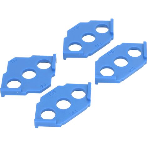 Gabarits d'angle en C (4 pièces) pour défonceuse, gabarit de positionnement d'angle droit et biseauté (bleu) (1/5)