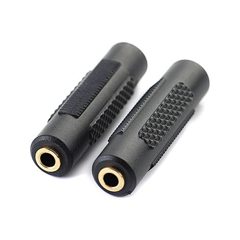 3.5mm gold-plated 4-pole female-female connector, compatible with 3-pole plug AUX audio extension cable adapter. (1/5)