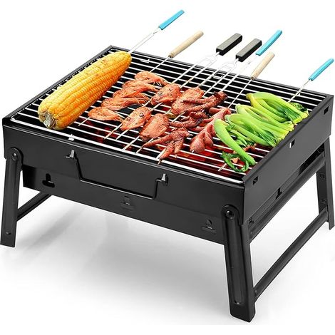 BBQ Portable Holzkohlegrills, Faltbare Grillwagen Outdoor Tischgrills Tragbar Picnikgrill