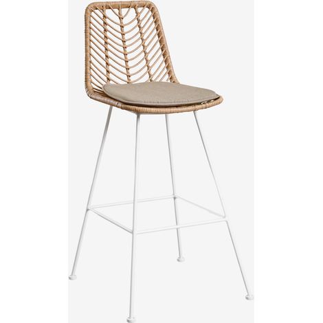 SKLUM 2er-Pack Barhocker aus synthetischem Rattan Gouda Natural Natürlich ↑75 cm                  Weiß               