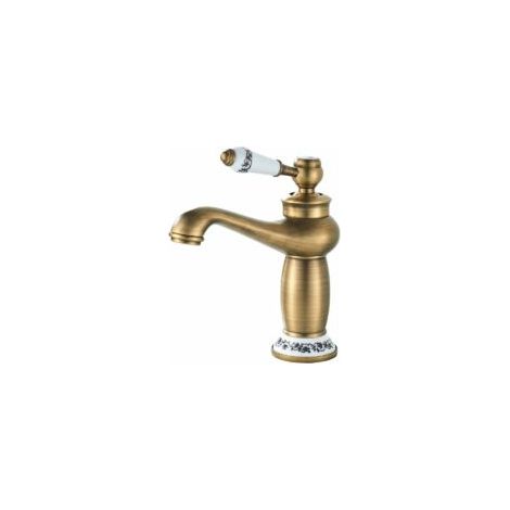 Trimec – Robinet mitigeur lavabo rétro en laiton brossé – Poignée céramique unique – Finition anti-corrosion – Installation facile