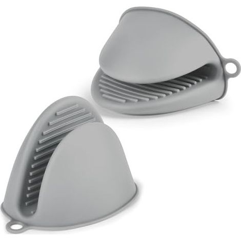 Gant de Cuisine épais en Silicone, 1 Paire Gants de Four Résistant à la Chaleur, Gants de Cuisine Antidérapants, Gant Cuisine Anti Chaleur pour Cuisiner, Barbecue, Cuisson (Gris Clair) (1/4)