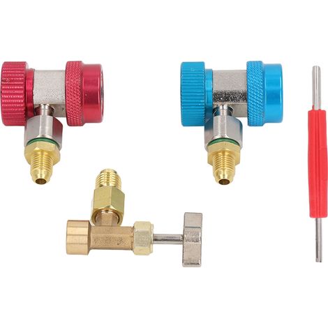 Kit adaptateur R134A, raccord rapide pour robinet de réservoir, extracteur de vanne à double tête pour installation de climatisation automobile (1/5)