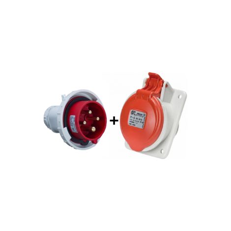 Digital - Prise de Courant Europu00e9enne encastru00e9e 3P+T 16A + fiche mu00e2le - 380V IP 44 - 51112+51812 (1/4)