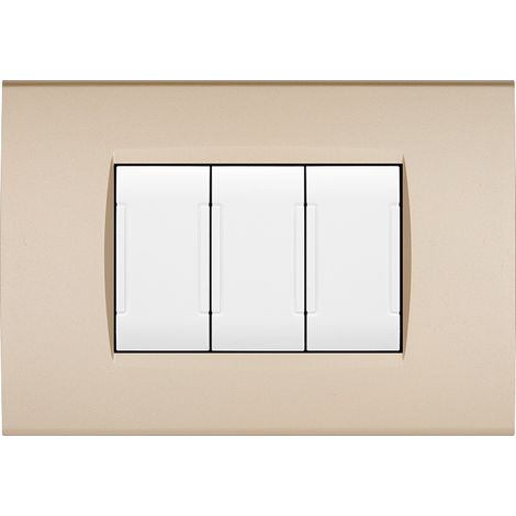Placche compatibili con Bticino LIVING LIGHT placca 3 4 7 moduli vari colori per supporti LN4703 e N4703  ST05 - 7 Posti - Oro Satinato