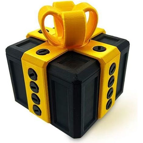 Boîte cadeau farce – Boîte cadeau – Emballage cadeau humoristique – Boîte cadeau avec vis – Boîte farce imprimée en 3D – 8 x 8 x 9,2 cm – Boîte fantaisie originale – Noire (1/5)