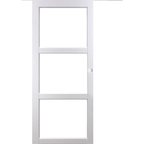 Puerta corredera Kenya blanca con acristalamiento transparente H204 x L73 cm, conchas blancas Gd Menuserías