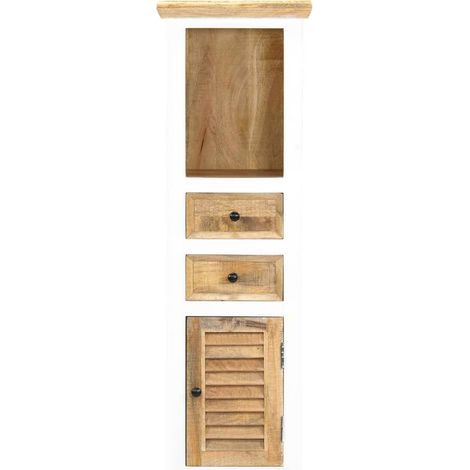 Maison Exclusive - Credenza Bianca e Marrone 40x30x128 cm in Legno di Mango Grezzo (1/5)