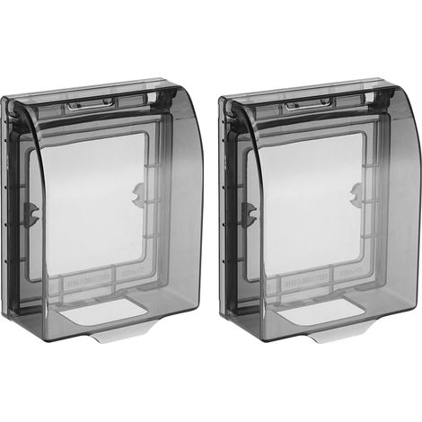 Lot de 2 caches de protection étanches pour prises type 86, transparents et noirs, pour salle de bain et cuisine. (1/5)