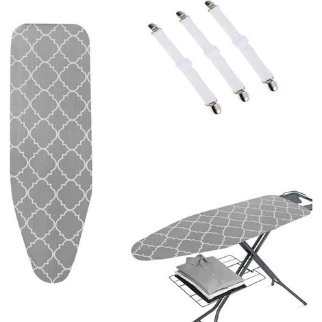 Funda elástica de algodón para tabla de planchar, 110 x 34 cm, apta para planchas de vapor y planchado rápido. (1/5)