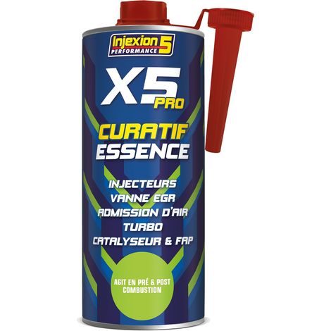 Traitement injecteurs, vanne EGR, admission d'air, turbo, catalyseur et FAP pour essence INJEXION 5 X5 PRO - 1 litre (1/2)