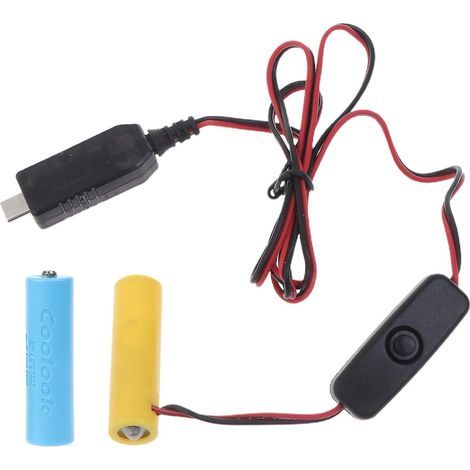 Kit d'alimentation USB-C vers 3 V avec batterie factice LR6 AA pour appareil photo, téléphone et autres appareils. (1/4)
