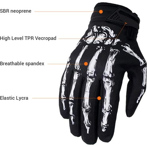 1 paire de gants de motocross squelette pour activités de plein air, coupe-vent et imperméables, pour VTT et sports de plein air. (1/5)