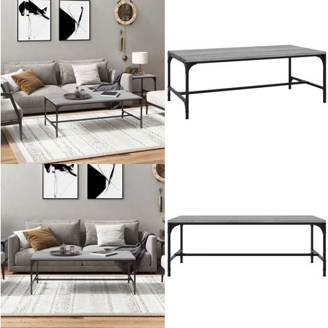 Table basse Sonoma gris 100x50x35 cm Bois d'ingénierie - Table Basse - Meuble Industriel - Table D'appoint - Table Salon - Design Moderne - Home & Living (1/5)