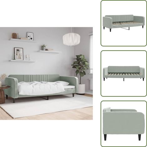 Sofá cama moderno - vidaXL Sofá cama sin colchón terciopelo gris claro 90x200 cm - Sofá cama con respaldo