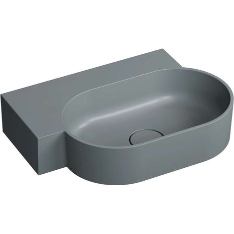 OMNIRES Ovo M+ - Waschbecken 56 x 39 cm, ohne Überlauf, ohne Armaturenloch, links, mattgrau OVO555UWLAG (1/5)