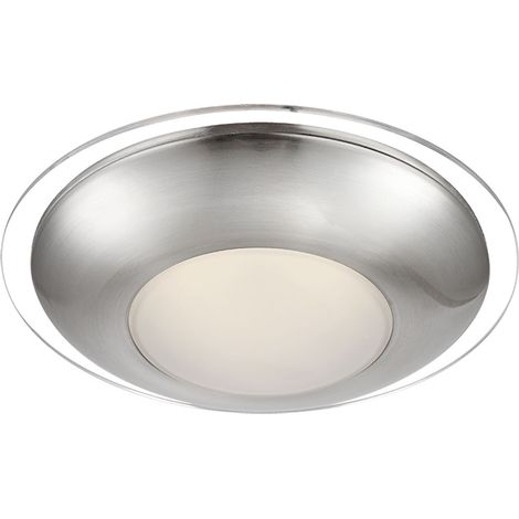 Plafoniera LED cromata da soggiorno plafoniera rotonda a specchio, trasparente satinato, 12W 960Lm bianco caldo, DxH 26x10 cm