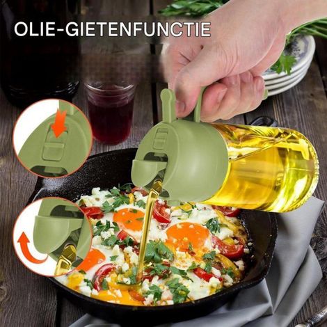 Vaporisateur D’huile 2-en-1 Pour Cuisine, Flacon En Verre 470 ml, Spray Et Verseur Anti-Fuite, Airfryer Salade Grillade (1/4)