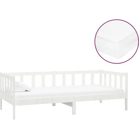 Maison Exclusive - Divano Letto con Materasso 90x200 cm Bianco in Legno di Pino