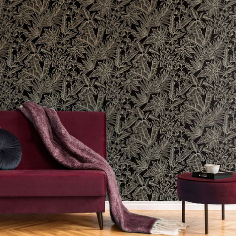 Papier peint intissé Naturel Paradis Doré 1005 x 52cm Onyx (1/5)
