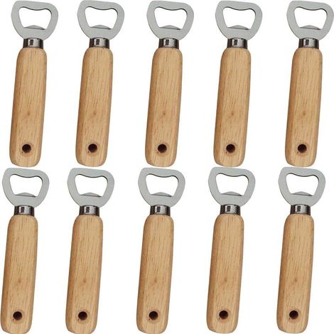 Flaschenöffner, 10 Stück, Holzgriff, robust, tragbar, Bierflasche (1/4)