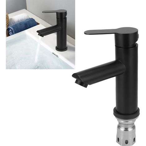 Rubinetto per lavabo, monocomando in acciaio inox con valvola a disco ceramico, funzionamento semplice per bagni, lavatoi e lavandini. (1/5)