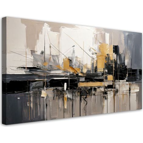 Wandbild Stadt Abstraktion Gold 100x50 cm