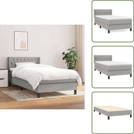 Boxspringbett mit Matratze Hellgrau 90x200 cm Stoff - Boxspringbett - Doppelbett - Bettenrahmen - Lattenrost - Matratze (1/5)