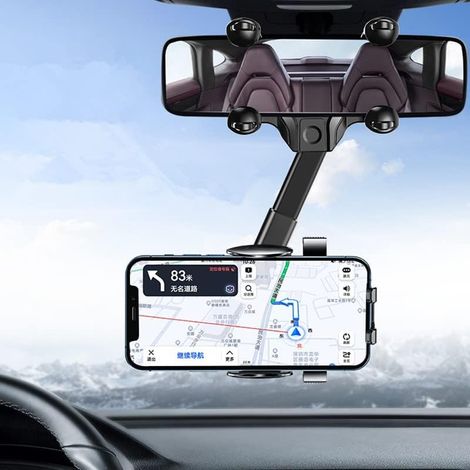 Support de Téléphone de Voiture pour Rétroviseur [Support Rétractable et Rotatif à 360 Degrés][Anti-tremblement Fixe Aux Quatre Coins][Compatible avec Tous Les Smartphones] (1/5)