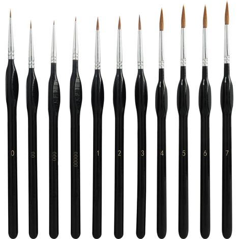 Lot de 11 Pinceaux Fin Peinture Acrylique, Détail Pinceau de Peinture par Numéro, Miniatures Ensemble de Mini Pinceaux de Peinture pour Acrylique, Modèle, Aquarelle, Huile, Figurine (1/5)