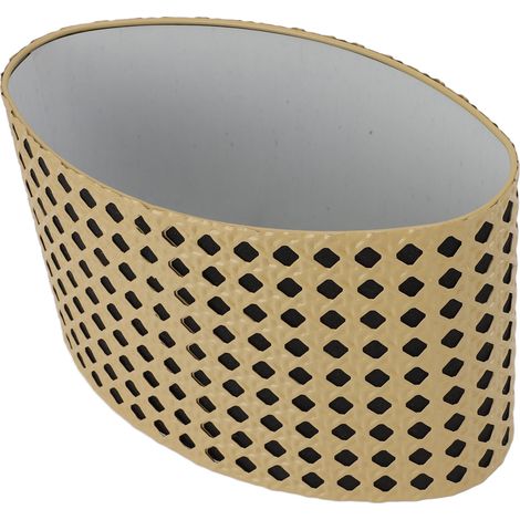 Abat-jour ovale en métal creux sculpté, compatible avec les douilles E27 et E14, pour bureau, chambre et salon, doublure jaune et noire. (1/5)