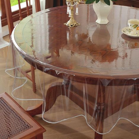 Nappe Ronde Transparente, 0,13 mm PVC Protege Table 140cm Nappe Impermeable Résistante à l'huile La Chaleur Anti-Rayures Protection Table Transparent pour D'Extérieur Jardin Et Intérieur (1/5)