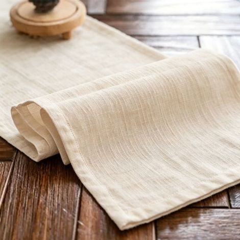 Tovaglia Tendenza Anti-macchia e Impermeabile - Tovaglia da Pranzo Nordica in Tessuto di Lino, Rettangolare 40x160 cm - Beige (1/5)