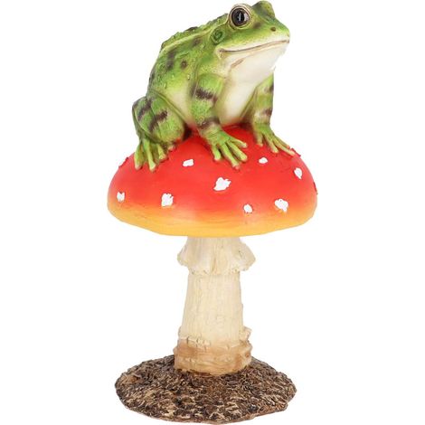 Champignon amanite en polyrésine Amanite avec grenouille (1/4)