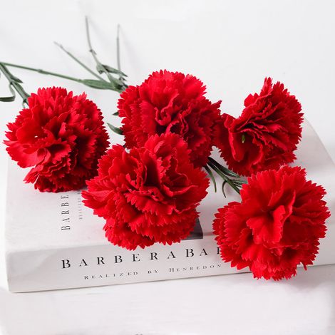 10 pièces (rouge) Bouquet de fleurs artificielles de 50 cm qui ne se fane pas --AquaForge (1/5)