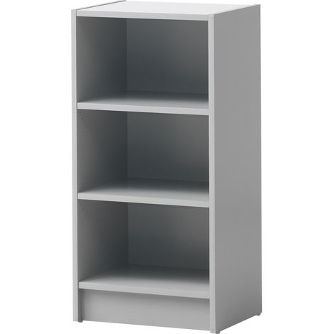 Light Grey Small Narrow Bookcase Compact Slim Storage Unit Adjustable Shelves (1/4)