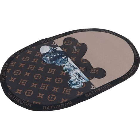 Tapis de bain moderne absorbant séchage rapide tapis de porte antiderapant robot ours ovale (1/3)