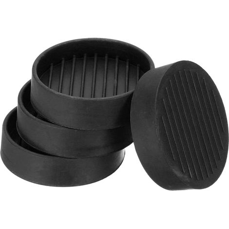 Almohadillas de goma para muebles de 2,3 pulgadas, paquete de 4 posavasos redondos antideslizantes, protectores de suelo antideslizantes para patas de muebles, cama, sofá, topes, color negro (1/4)